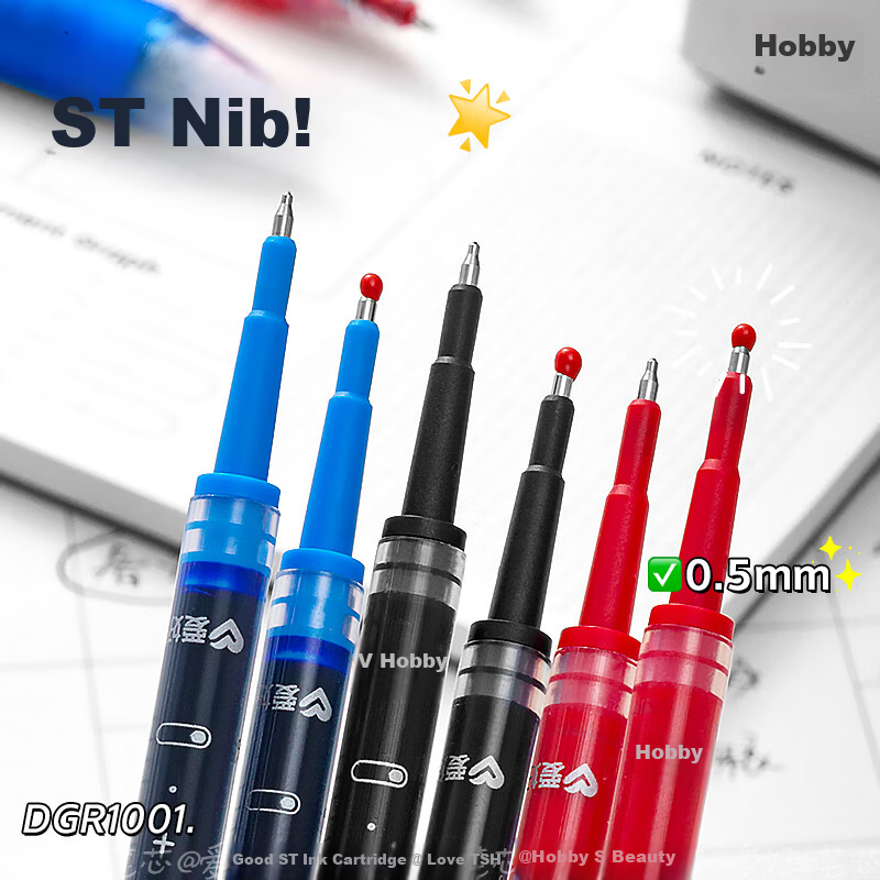 AIHAO Retractable Gel Pen Refills ST Tip 0.5mm Quick-Dry Crystal Blue Replacement Ink Cartridges 10pcs DGR1001 6