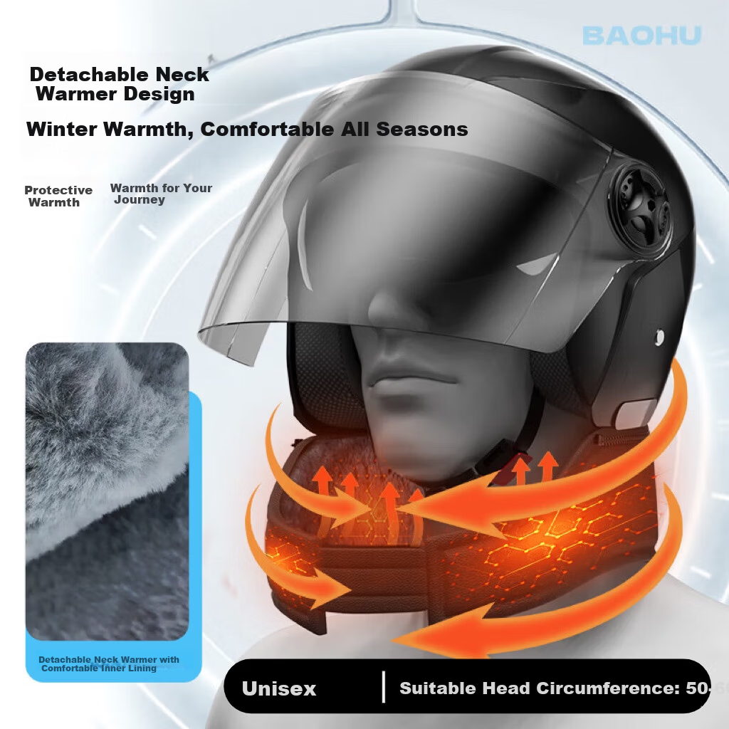 BAOHU 3C Certified Helmet with Anti-Fog Lens for Men and Women, Adult Electric Scooter Motorcycle Warm Full-Face Helmet, Four-Season Universal Winter Cold-Resistant Helmet 301 Moonlight Apricot