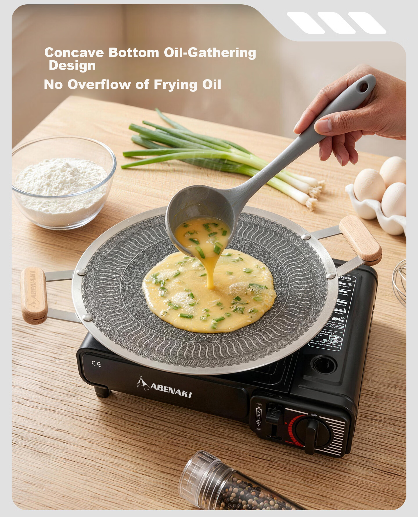 ABENAKI Non-Stick BBQ Grill Pan for Home, Outdoor Fire Pit, Tea Cooking, Compatible with Gas and Induction Stoves 4