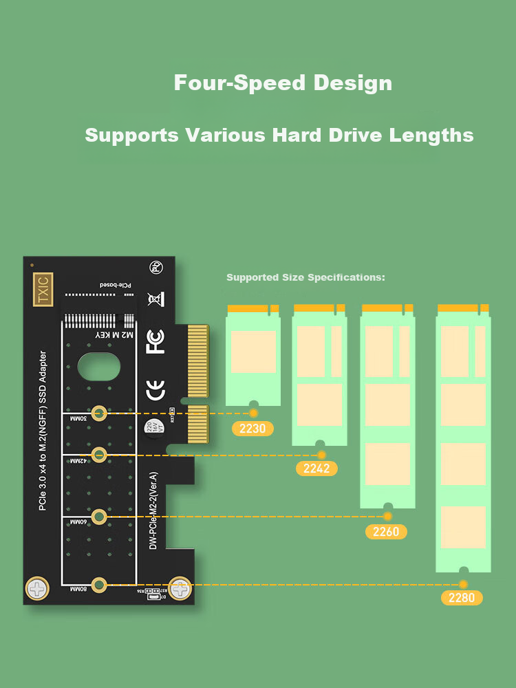 KELEPU NVMe Adapter Card PCIe 3.0 X16 to M.2 Expansion Card SSD Enclosure Expansion Card Compatible with Desktop Motherboard 3