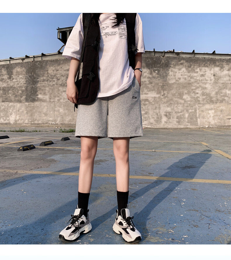 Langsha Women's Sports Shorts Pure Cotton Summer Thin Loose 2026 New Casual Five-Point Pants Trendy Ins Hong Kong Style Retro Mid-Length Shorts 18