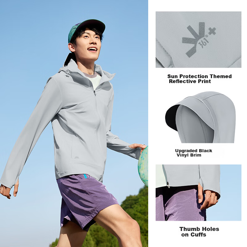 361° Men's Sunscreen Jacket Spring Summer UPF200+ UV Protection Sports Cooling Quick-Dry Heat Shield Jacket 652624602-1