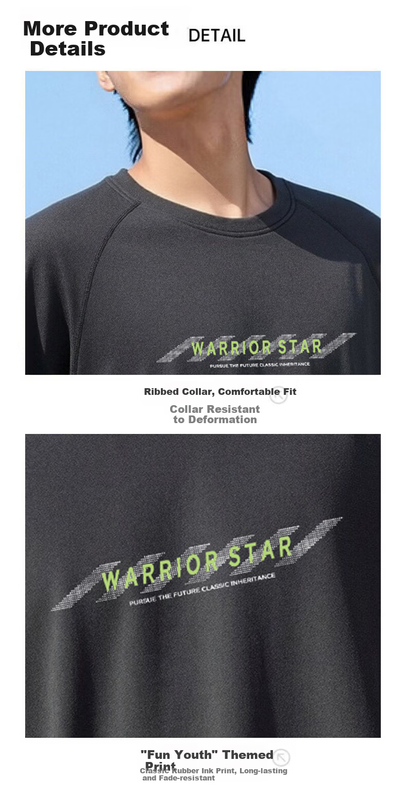 Warrior Men's Cotton Feel Casual Short Sleeve T-Shirt Loose Fit Crew Neck Sports Fitness Summer Top 6