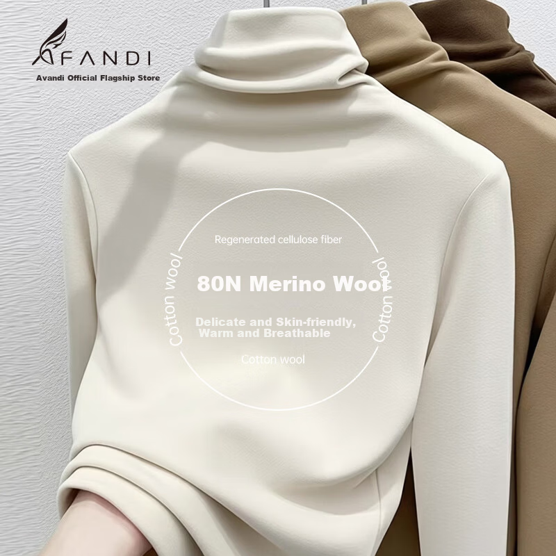Avandi Wool Base Layer Half Turtleneck Women's Spring Thin Thermal Underwear Modal Autumn Shirt
