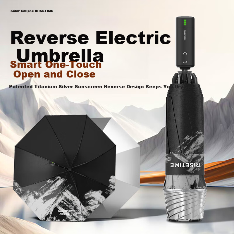 Ri Quan Shi Electric Automatic Smart Umbrella Dual-Use Rain and Sun Umbrella Titanium Silver Coating Sunshade UV Protection