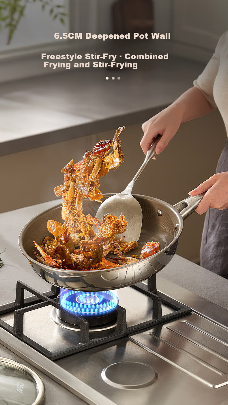 ASD 28cm Pure Titanium Non-Stick Frying Pan with Fluorine-Free Coating for Eggs, Steak, and Stir-Fry Compatible with Induction and Gas Stoves Z1 14