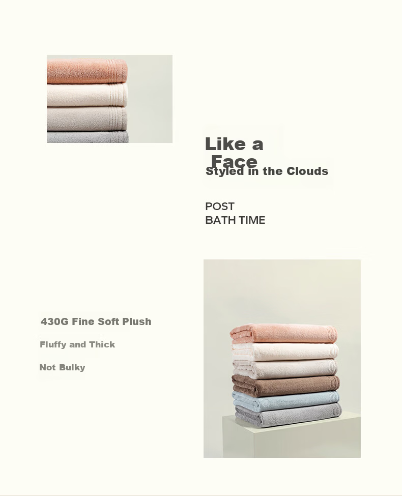 MUJI Bath Towel A-Class Skin-Friendly Soft Absorbent Quick-Dry Thickened Lint-Resistant Unisex Large Bath Towel Gray 430g 5