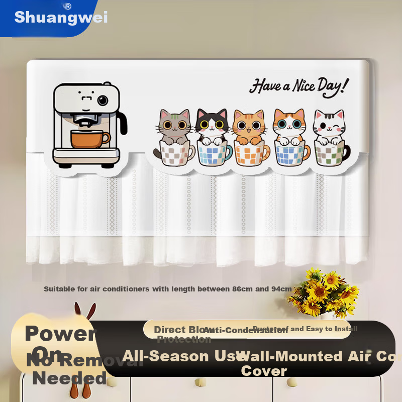 Shuangwei Air Conditioner Wind Deflector, Air Conditioner Cover for Postpartum Women And Infants, Anti-Direct Blowing Shield, 1P/1.5P/2P Wind Baffle, Air Outlet Wind Guard, Wall-Mounted, 94cm Long, K14