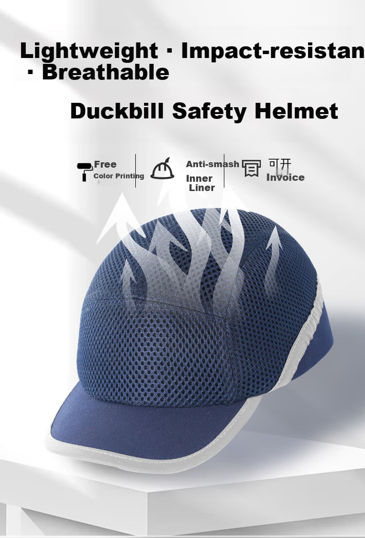 DOLNESRN Lightweight Breathable Anti-Collision Cap Full Mesh Duckbill Work Hat Lightweight Labor Protection Helmet Anti-Smash Anti-Collision Workshop Summer Navy Blue Safety Helmet Upgraded Full Mesh  1
