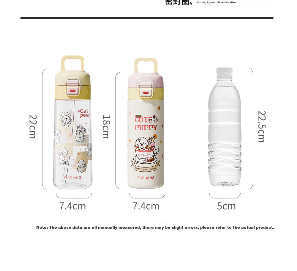 FGA Fuguang Children's Water Bottle Insulated Cup Gift Box for Students, Dual-Use Large Capacity Summer Water Bottle Coffee Dog Blue 31