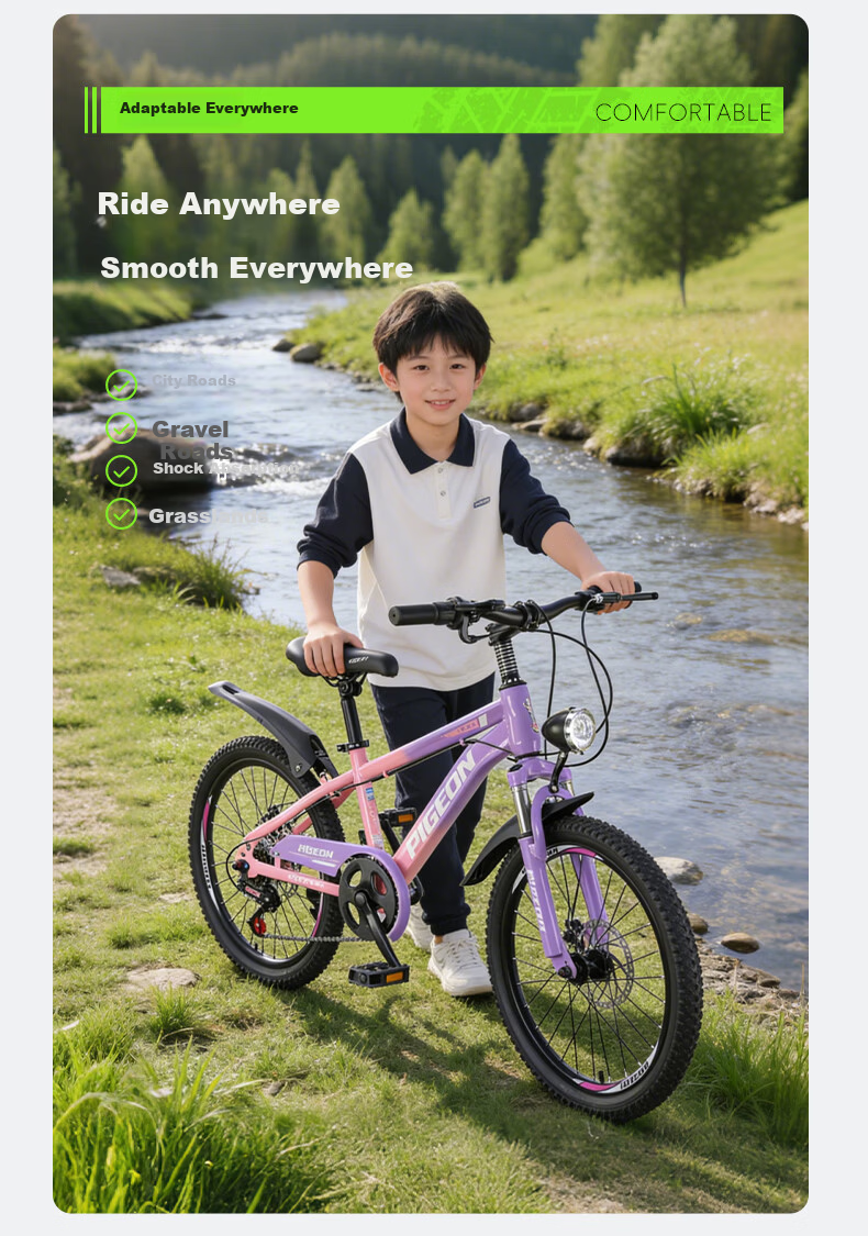 Feige Children's Bicycle TuoJie-T6 Mountain Bike Boys and Girls Student Pedal Bike Kids Bike Xingmang Pink Purple 7-Speed 20 Inch 13