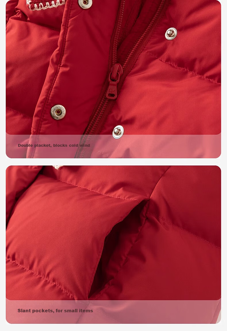 DAVE & BELLA Girls' Down Jacket Winter Waterproof Thickened Coat Baby New Year Red Clothing 6