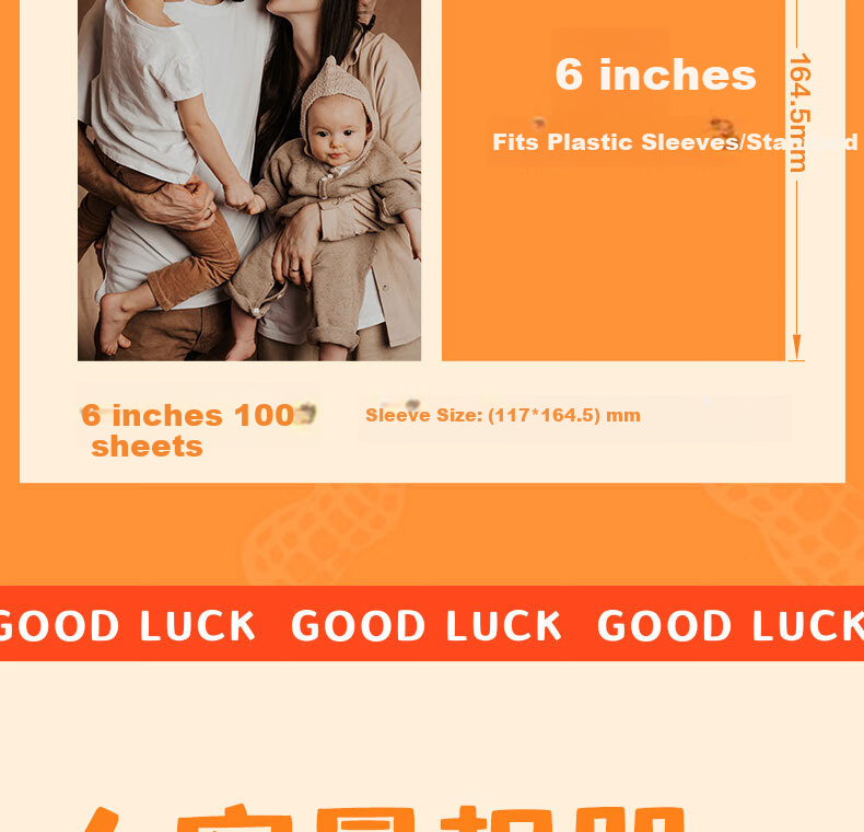 Deli Photo Album 5-inch (100*137.5mm) 100 Sheets Family Album Couple Travel Album Memory Book Children's Growth Record Orange PQ856 6