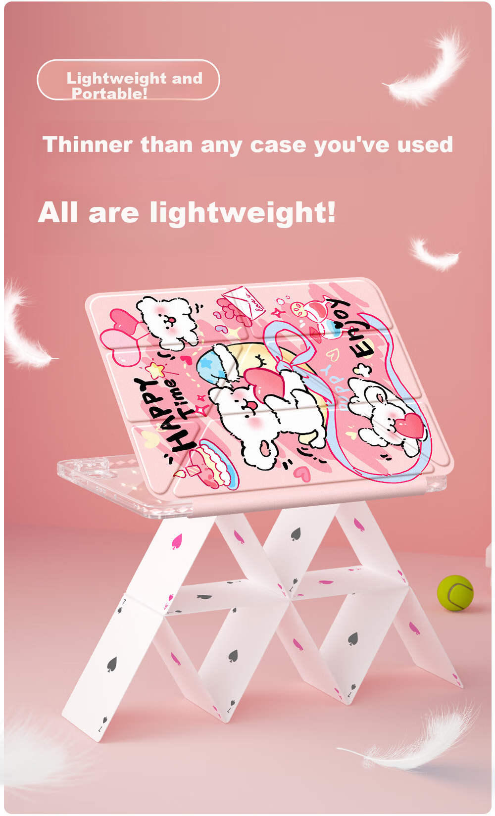QBOSS Huawei MatePad Pro 12.2 Case Air 12 Tablet MatePad 11.5s Protective Cover Shockproof Pen Slot Slim Y-Shaped Multifunctional Folding Pink Dog 7