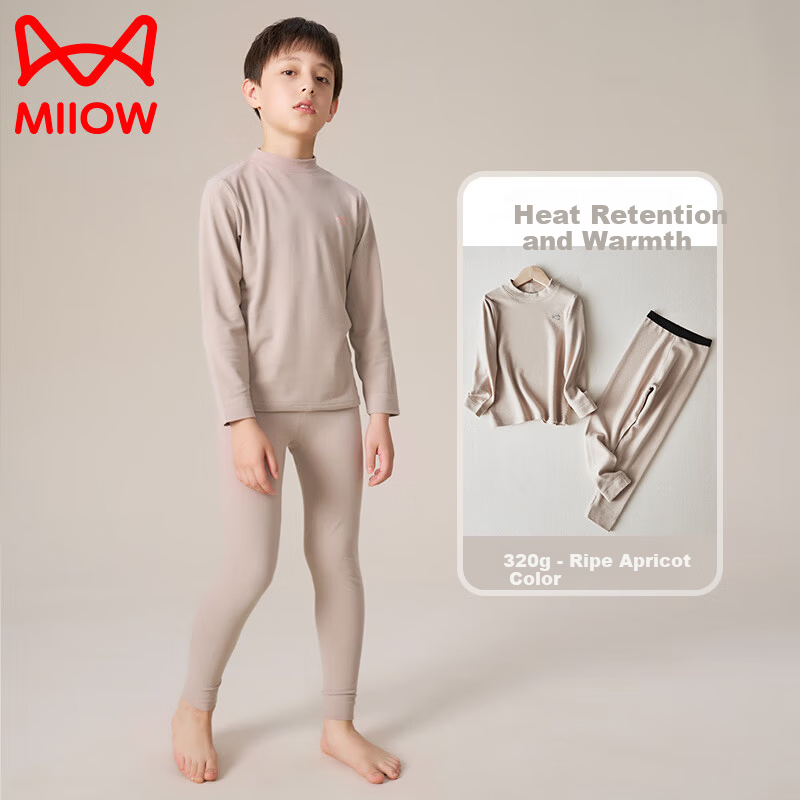 MiiOW Kids Acrylic Thermal Underwear Set Thickened Autumn Winter Pajamas for Girls