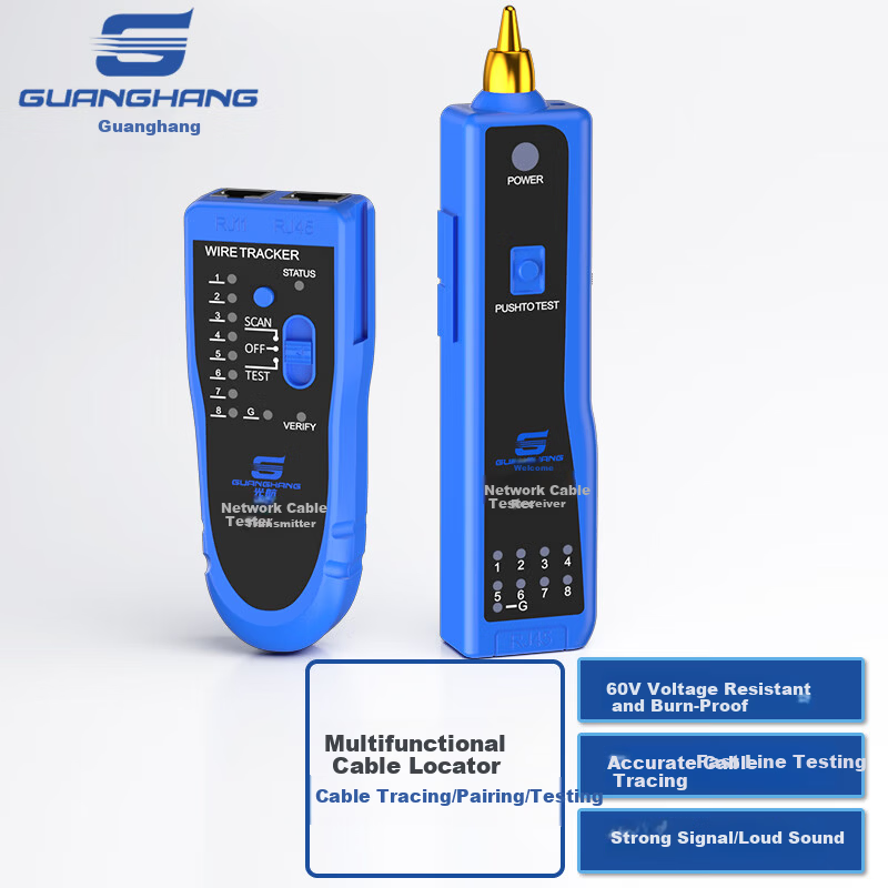 Guanghang Multifunctional Network Cable Tester Telephone and Network Line Tracer Anti-Interference Line Testing Tool Kit Switch Line Checker GH-XX01