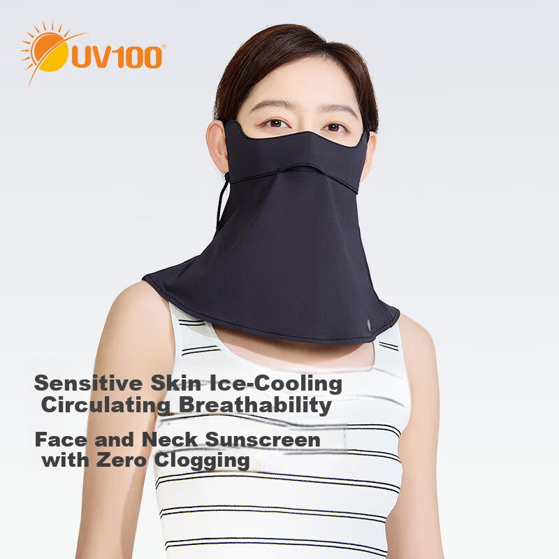 UV100 Taiwan Summer New UV Protection Face Mask Cycling Neck Guard Sunshade Sunscreen Mask 24503 Dark Night Black
