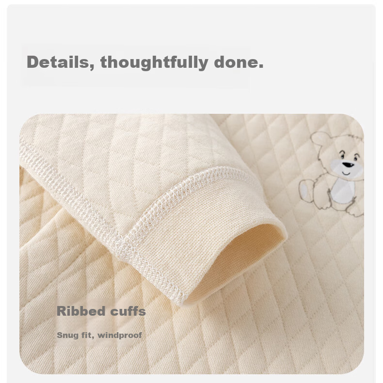 Huanxixiaoxiong Baby Clothes, Infant Winter Underwear Set, Children's Pajamas, Autumn And Winter Three-Layer Warm Pure Cotton, Belly Protection, High-Waist Set 22