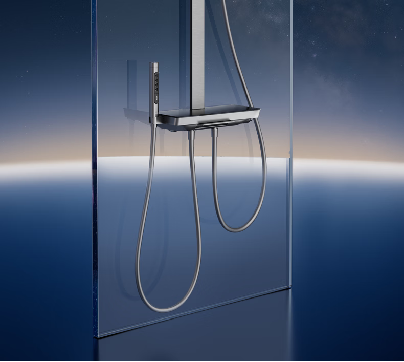 JOMOO Shower Faucet Set Piano Key Square Tube Curved Shower Head 36709-A66/HBS-1 7