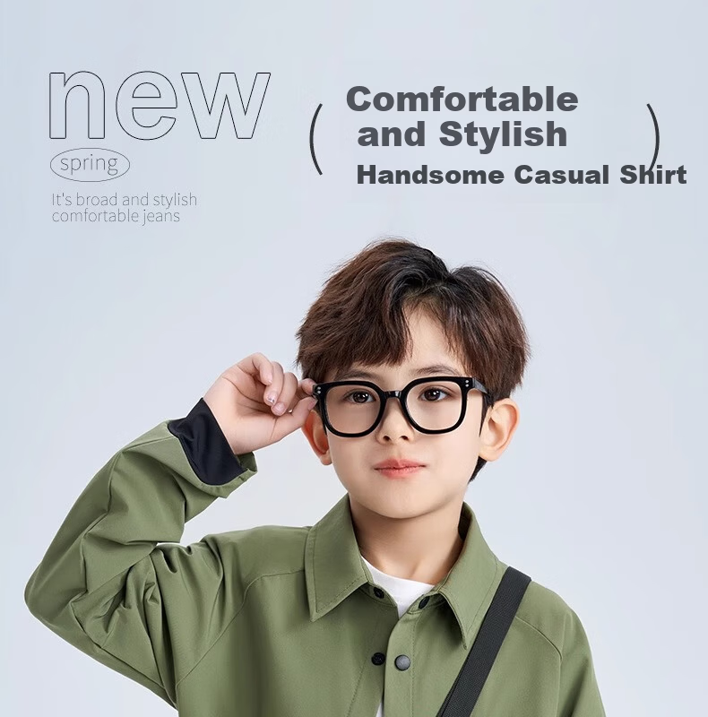 Romon Kids Ice Silk Shirt Versatile Boys Military Green Long Sleeve Quick-Dry Outdoor Work Shirt Green 130 2