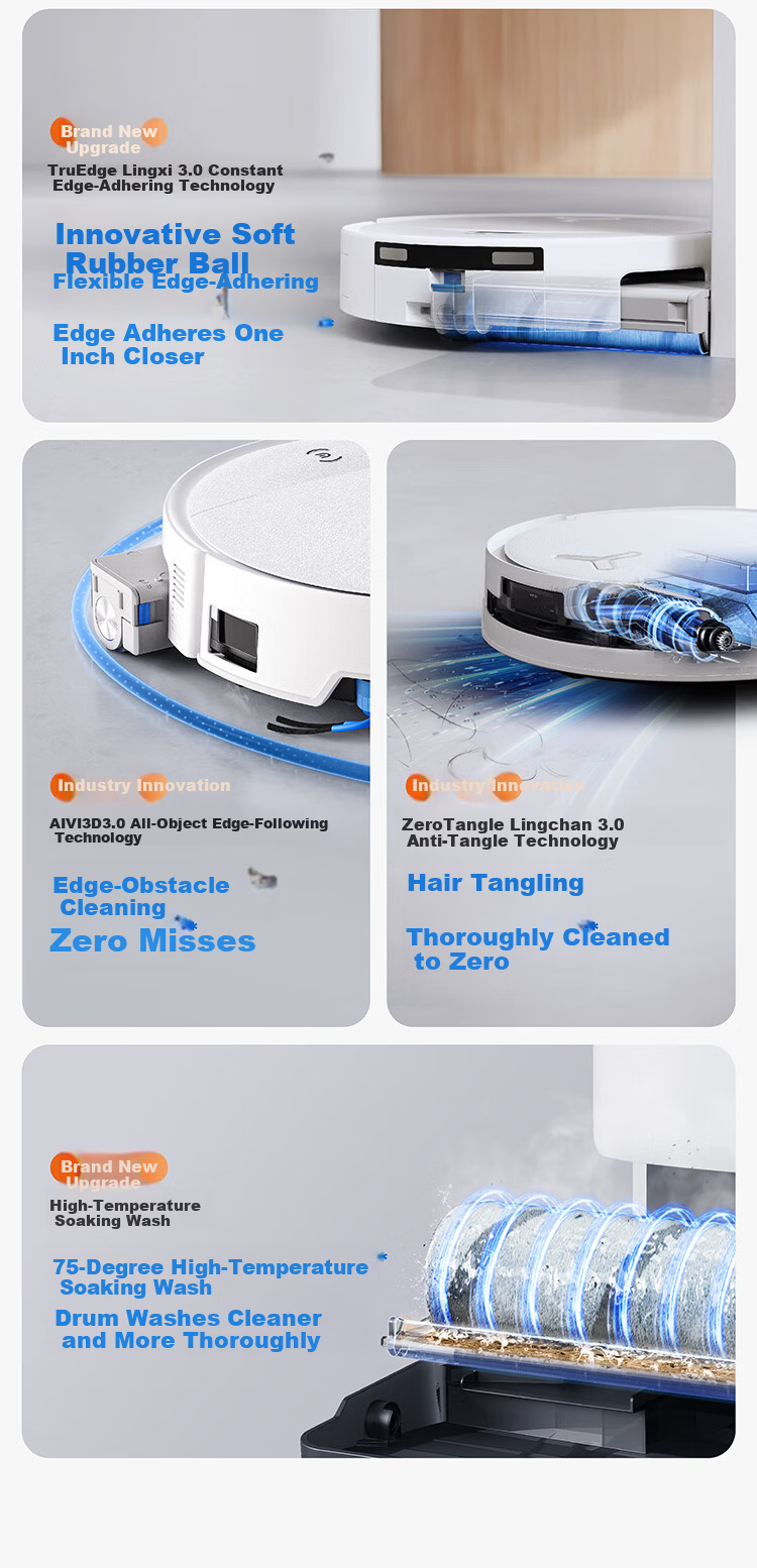 Ecovacs T80S Robot Vacuum Cleaner with Mopping, Washing, Drying, Self-Cleaning Drum, Hot Water Mop, Automatic Dust Collection, Water Tank Version - Price Guaranteed for 618 Sale 8