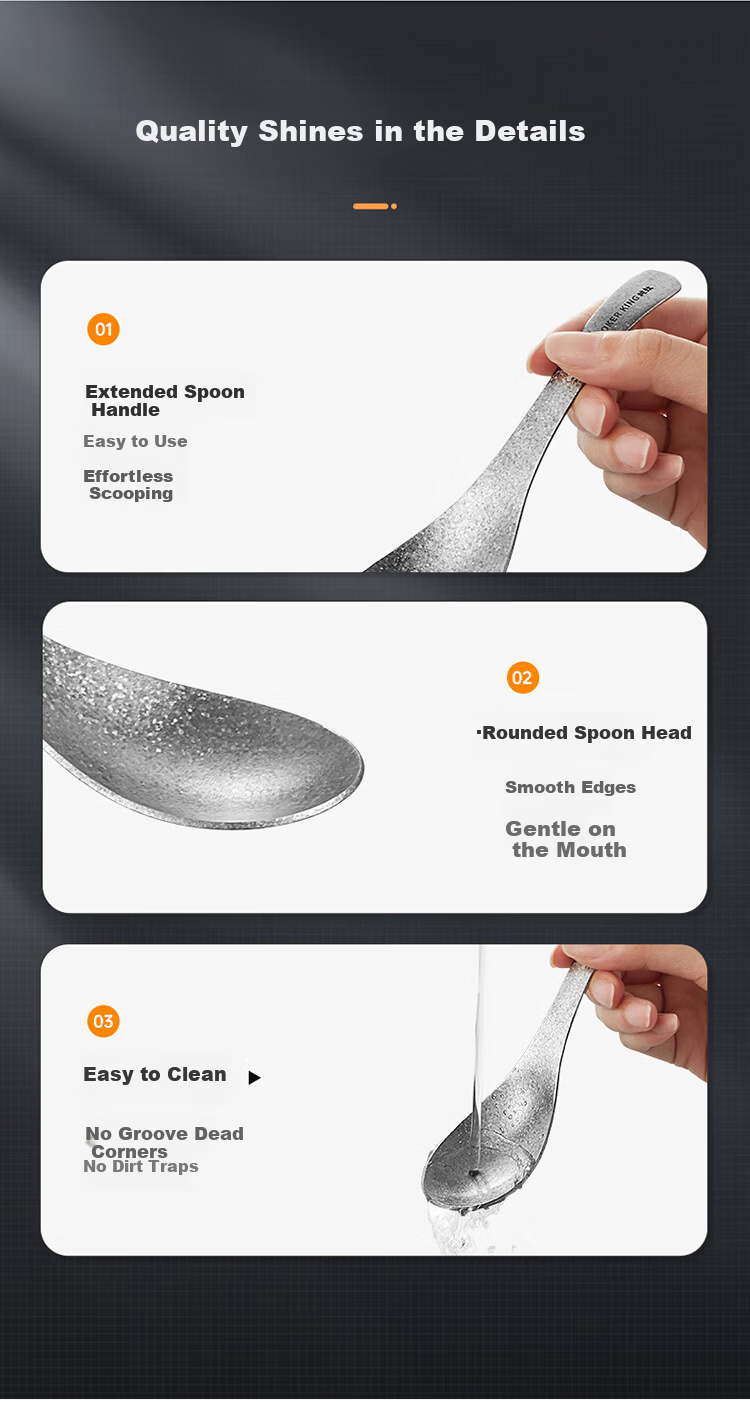 Chuida Huang Pure Titanium Crystal Spoon Dining Spoon Antibacterial Durable Healthy Soup Spoon for Children and Babies 12