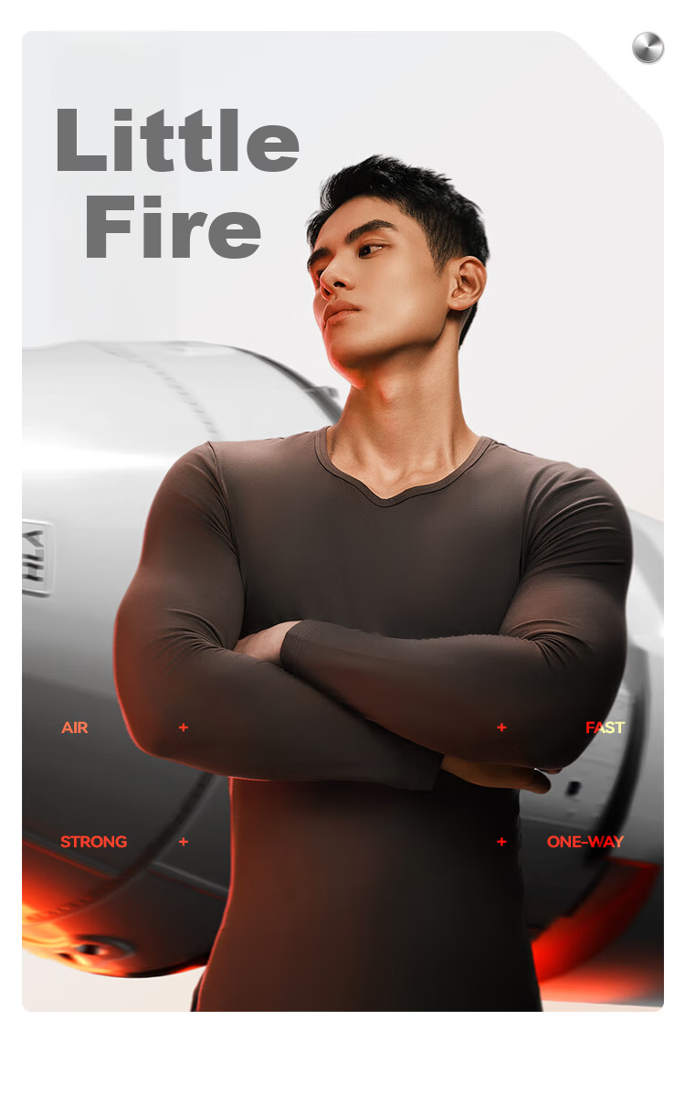 HLA [Chen Zheyuan's Choice] Thermal Underwear for Men, 230g Double-Sided Fleece, Antibacterial Heating Patch, Autumn Top And Bottom Set 24