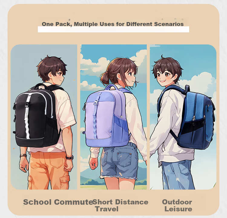 MoonRock 2025 New Air Student Backpack Large Capacity Spine Protection School Bag for Grades 5-9 Black 7