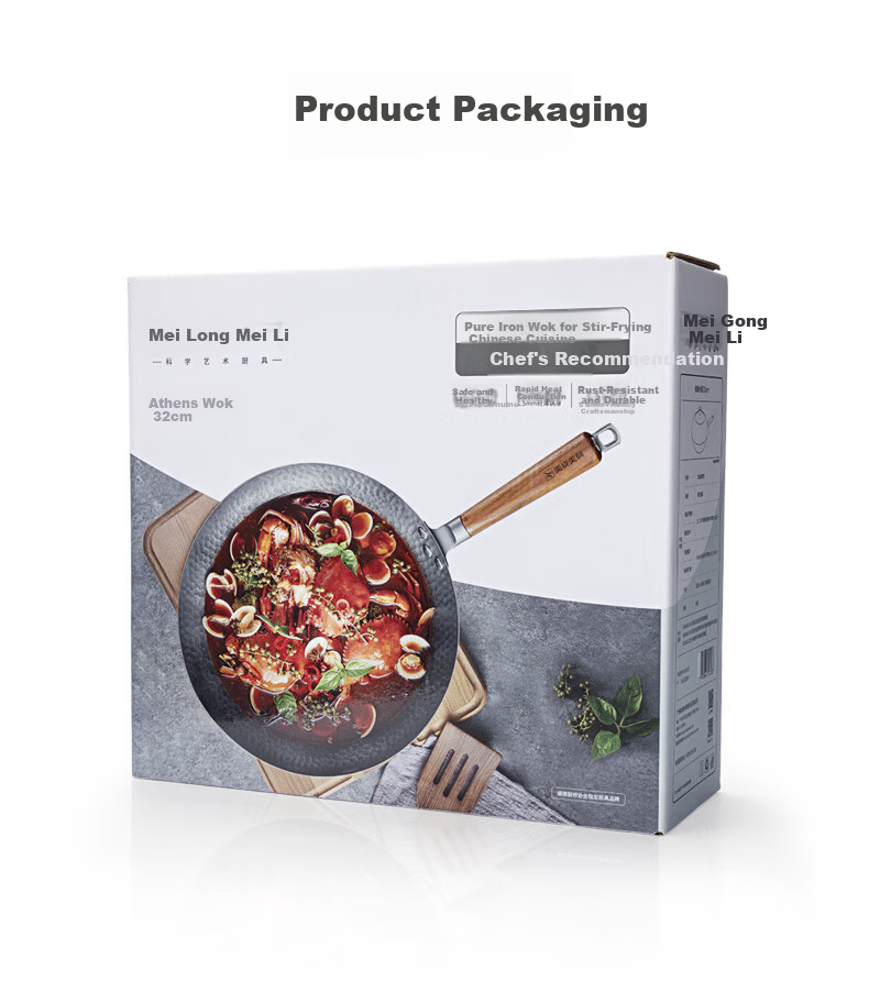 Melong Meili Athens 30cm Pure Iron Wok Non-Coated Healthy Non-Stick Home Cooking Pan 14