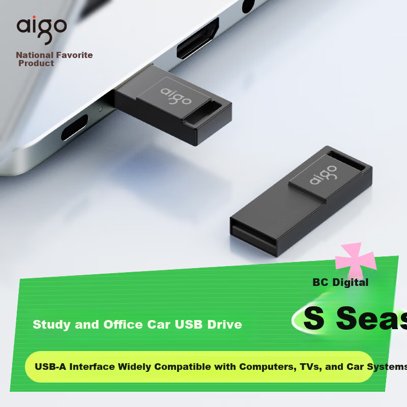 Aigo 8GB USB 2.0 Flash Drive A10 Metal Corporate Custom USB Drive Mini Waterproof USB Stick for Computer Office Study