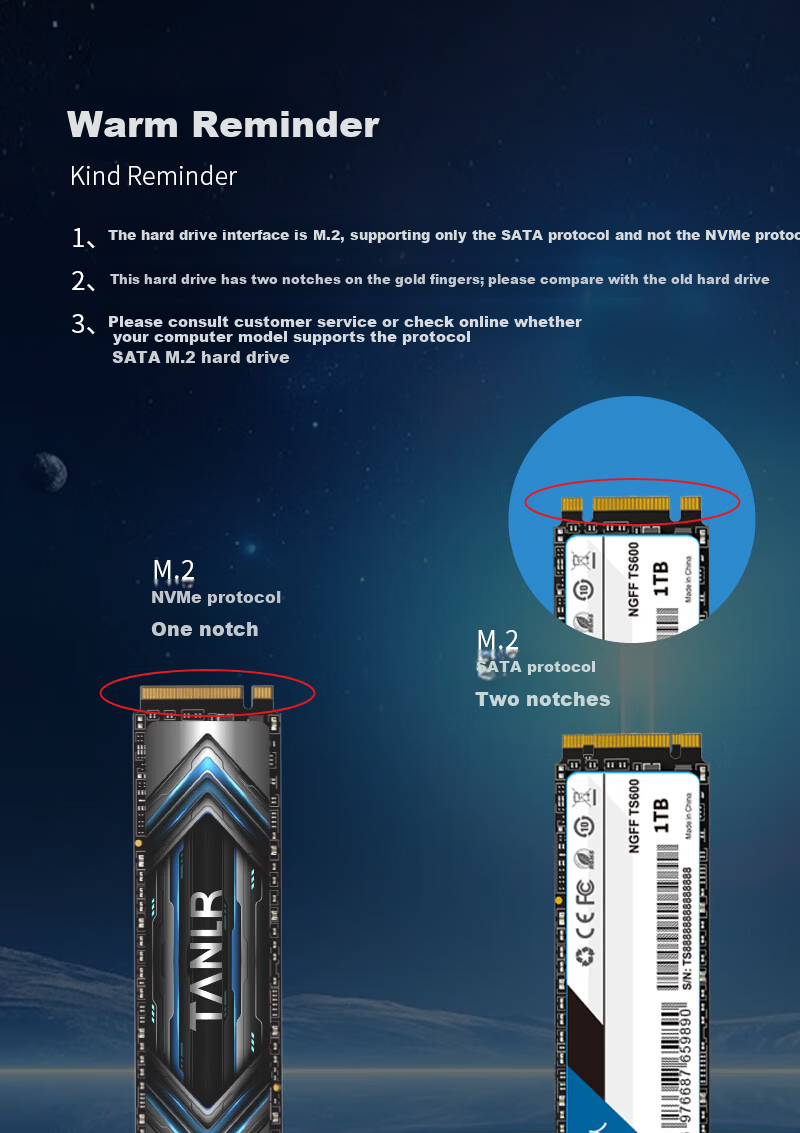 TANLR 1TB SSD Solid State Drive M.2 SATA 2280 NGFF Desktop Laptop Compatible High-Speed 560MB/s Reading Rayling TS600 1