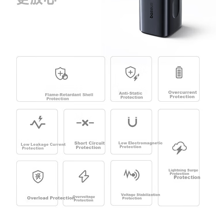 Baseus 65W GaN Charger Compatible with 45W Apple 17/16, Samsung, Huawei Phones, MacBook Pro Laptop Type-C PD Fast Charging, Star Black 23