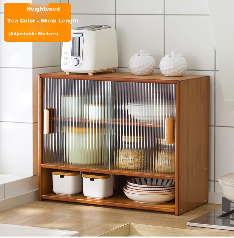 Lao Zhu Craftsman Kitchen Countertop Storage Rack Cup Holder Multi-layer Desktop Organizer Spice Rack Cabinet 55cm Length 25