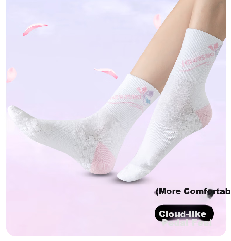 KAWASAKI Women's Featherweight Breathable Sweat-Absorbing Sports Mid Socks, Floral Series C6264 10
