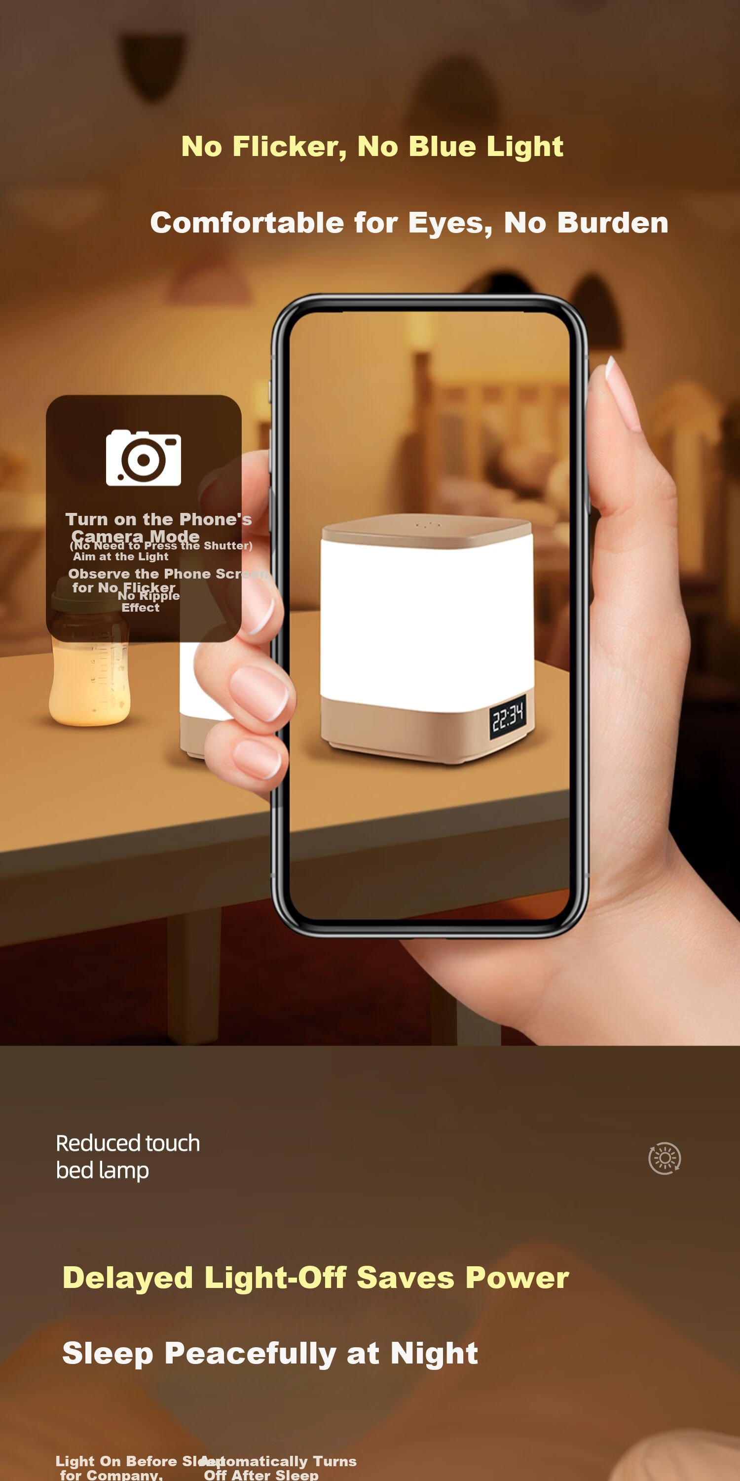 XinYouSuoShu Voice-Controlled Smart Night Light Voice-Activated Sensor Bedside Lamp Bedroom Rechargeable Baby Feeding Eye Protection Sleep Companion Light 12