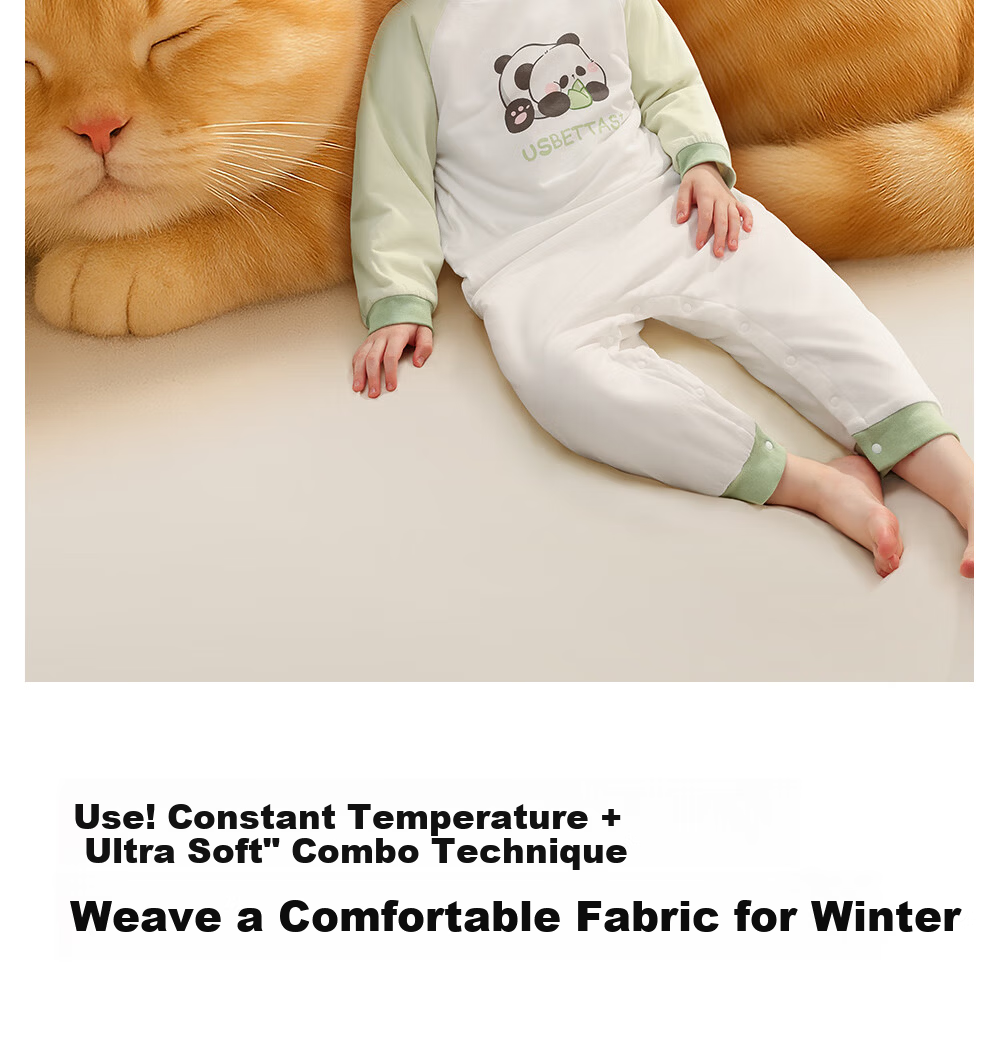 Betis Children's Pajamas Autumn Winter New Baby Pure Cotton Stomach Protection Boys Girls Quilted Homewear Jumpsuit Set 8