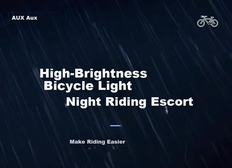 AUX Bicycle Night Riding Front Light Rechargeable Nighttime Mountain Road High Brightness Flashlight Cycling Equipment Super Bright 2