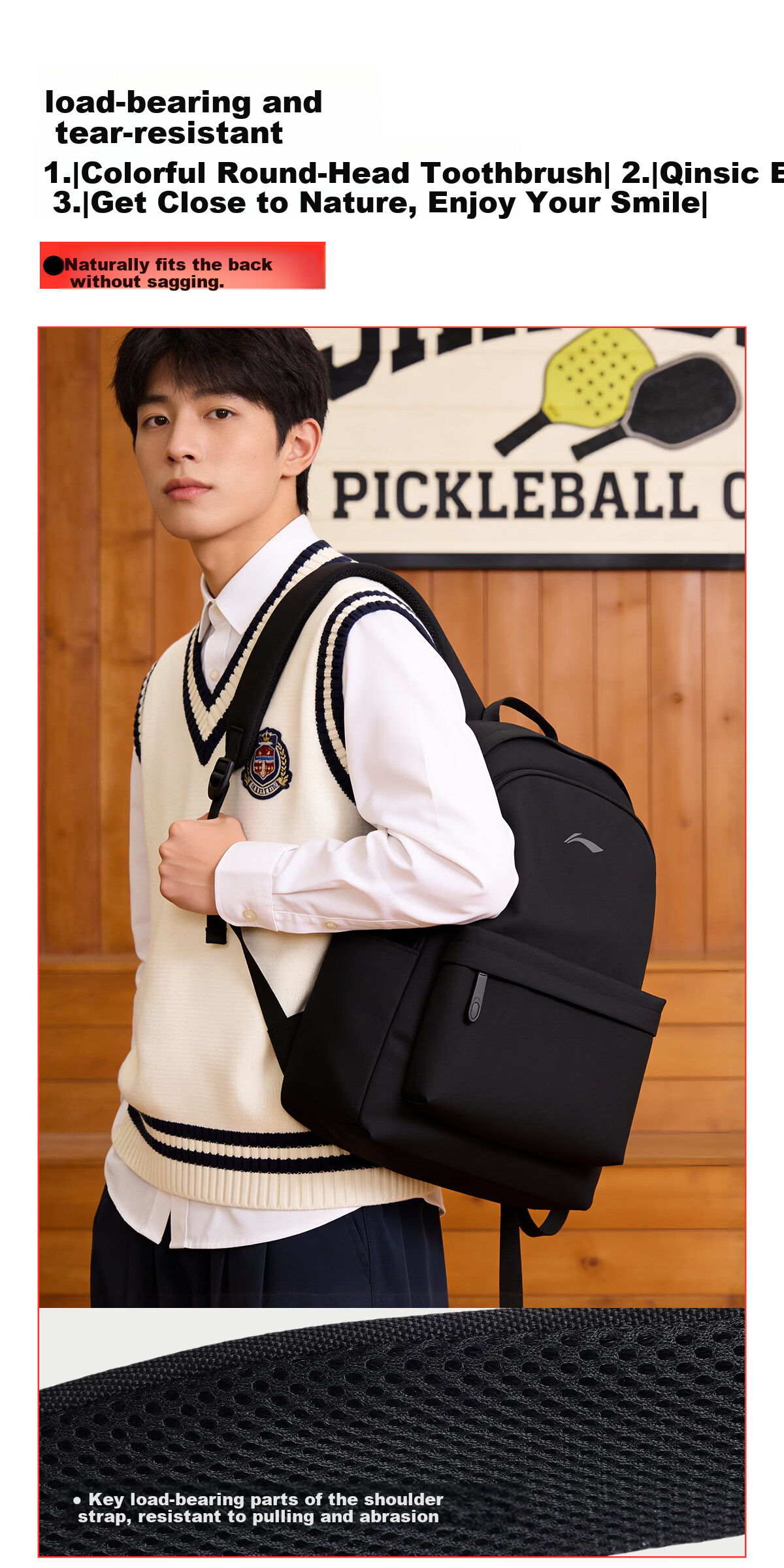 Li-Ning Backpack for Men, High School Student Bookbag, Stylish 2026 New Model, Large Capacity, Lightweight Travel Backpack, Laptop Bag 13
