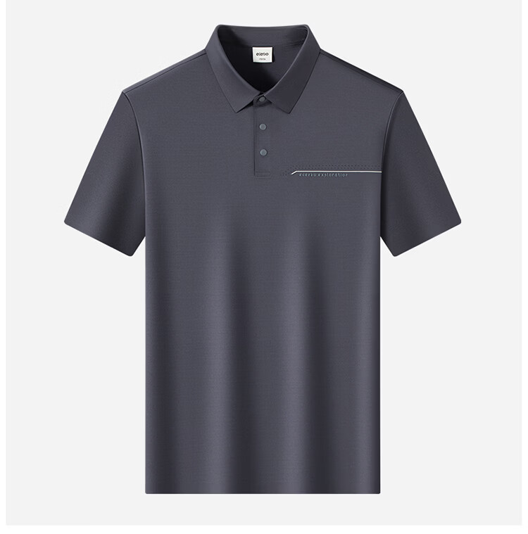 Edenbo Men's Short Sleeve Polo Shirt Modal Mulberry Silk Casual Top Dark Gray 170/88A (L) 14