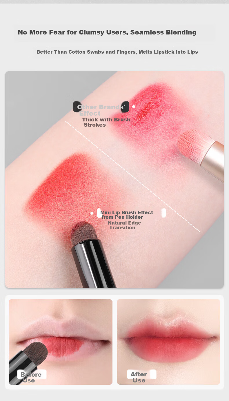 MSQ Mini Portable Lip Brush with Cap Round Head Lipstick Brush Mini Concealer Brush Lip Balm Blending Lip Mud Lip Gloss 5