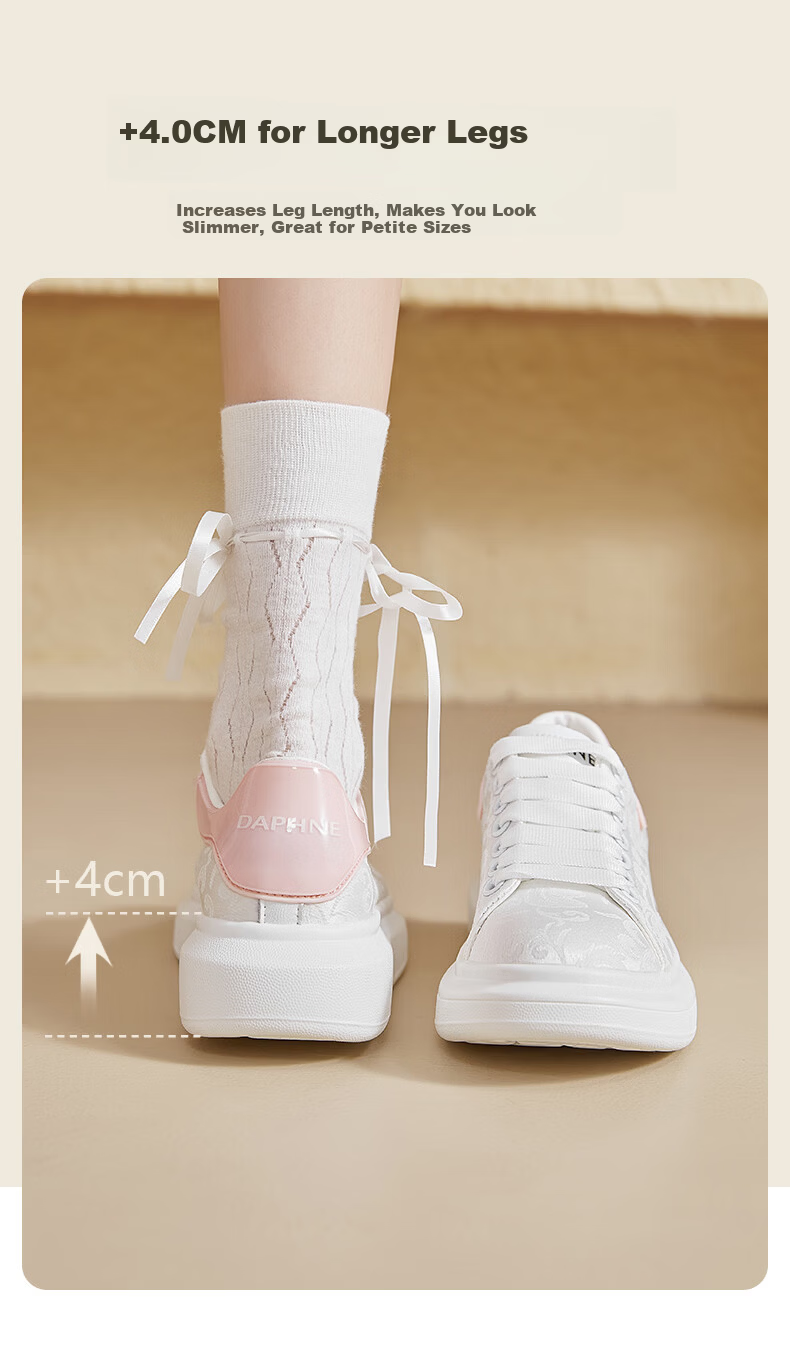 Daphne Platform Height-Enhancing Popular Printed White Sneakers Women 2026 New Spring Summer Casual Shoes White Size 38 9