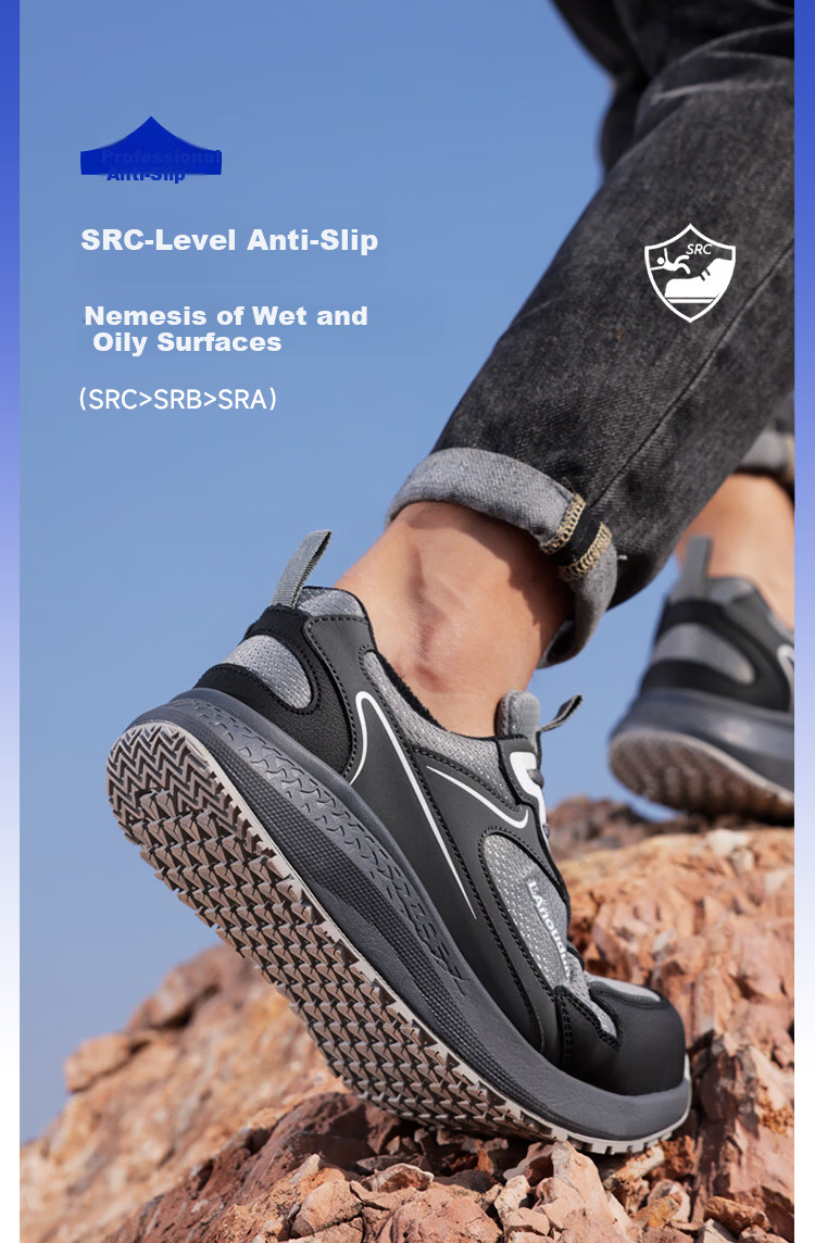 BlueOwl Shield Men's Summer Breathable Anti-Slip Insulated 10KV Anti-Smash Anti-Puncture Safety Electrician Work Shoes D210BK Size 41 9