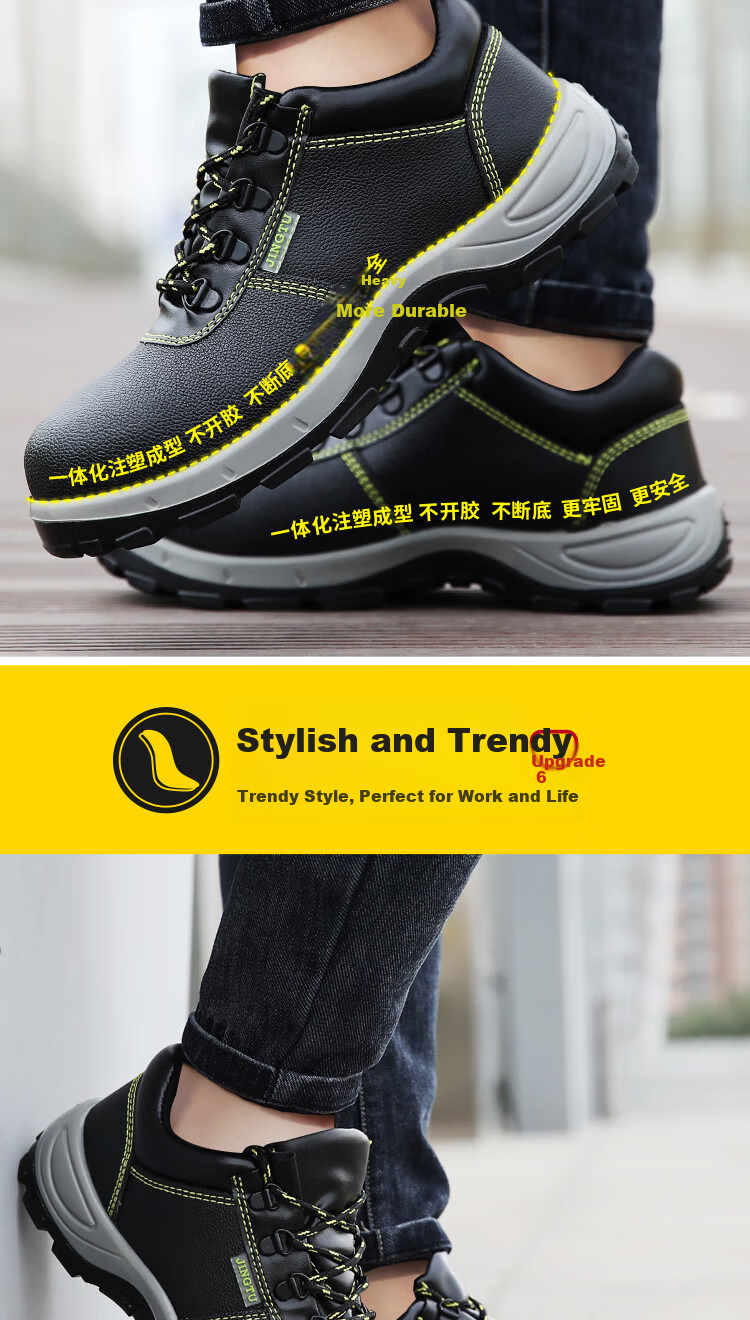 Jingtu Men's Summer Breathable Safety Shoes Steel Toe Anti-Smash Puncture-Proof Waterproof Wear-Resistant Work Shoes 8184 Size 41 8