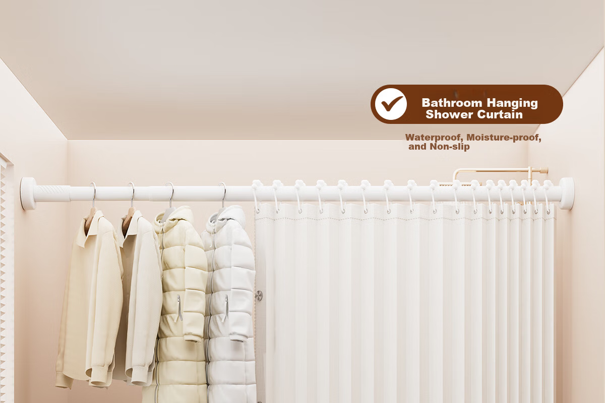 Fan Ye No-Drill Telescopic Rod Door Curtain Rod Closet Clothes Drying Rod Bathroom Curtain Rod Wardrobe Support Hanging Rod Balcony Clothes Drying Rack 24