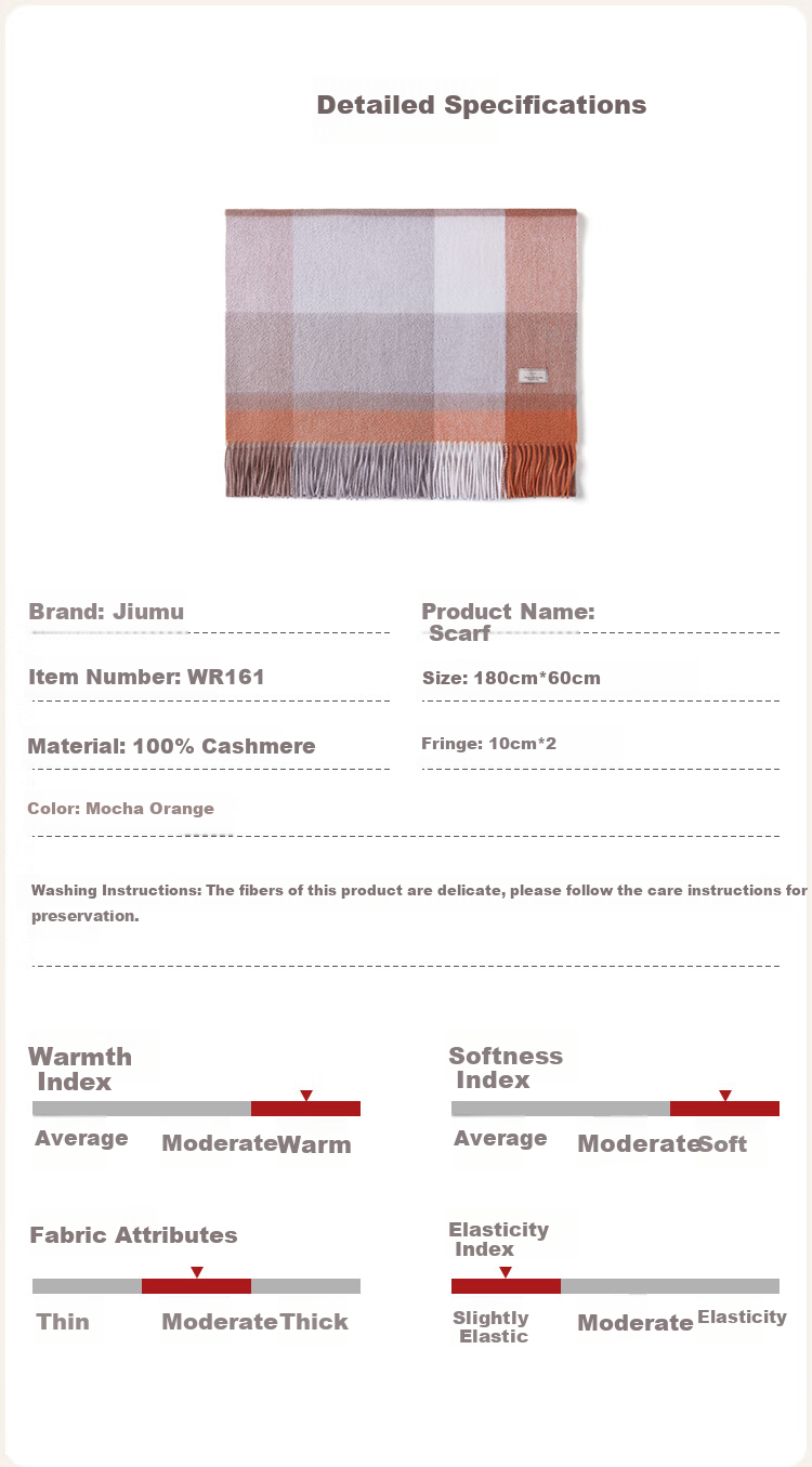 JIUMU 100% Cashmere Scarf for Women Warm Shawl Air Conditioning Cape Birthday Gift for Mom and Girls Gift Box Set 9