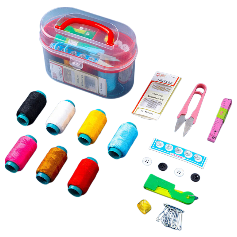 Zhimei Home Sewing Kit Set with 7 Thread Spools Travel Sewing Repair Tools Storage Bag Random Color