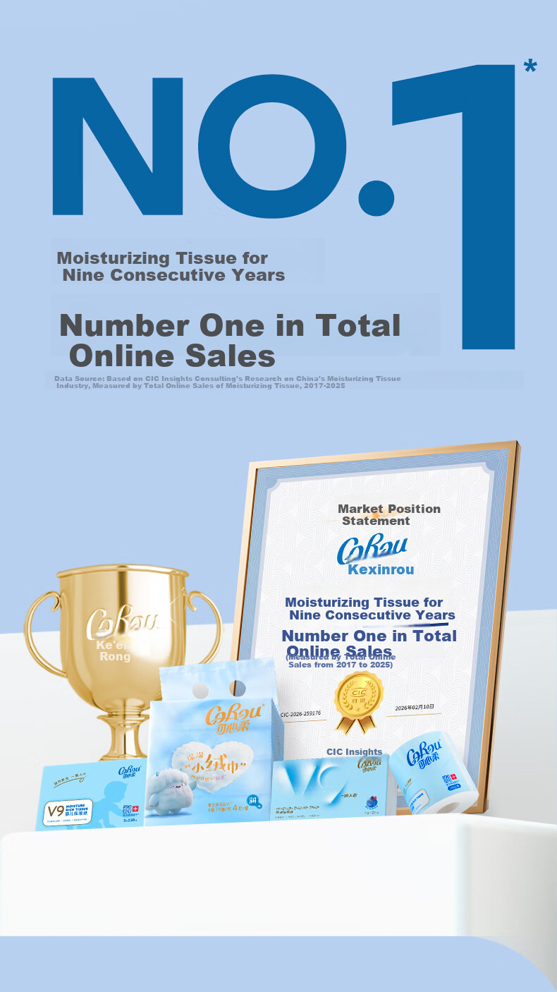COROU Facial Tissue Cloud Soft Baby Moisturizing Paper 3-Ply 80 Sheets 4 Packs S Size Cream Paper 100% Virgin Wood Pulp 1