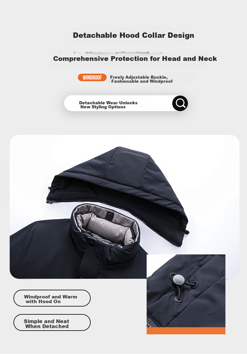 SHANSHAN Detachable Hood Goose Down Men's Warm Thick Casual Removable Liner Dad Jacket 10