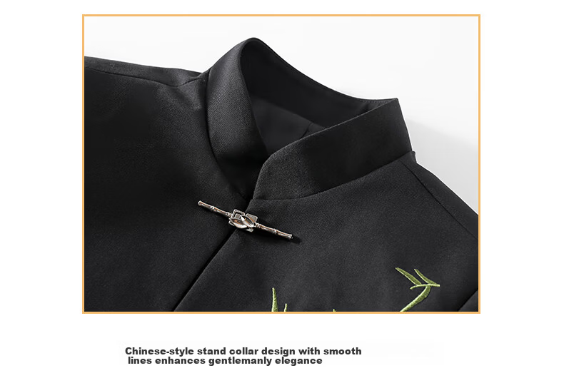 Romon Children's Traditional Chinese Style Suit Boys' Zhongshan Suit New Chinese Style Performance Outfit Black Three-Piece Set Size 150 11