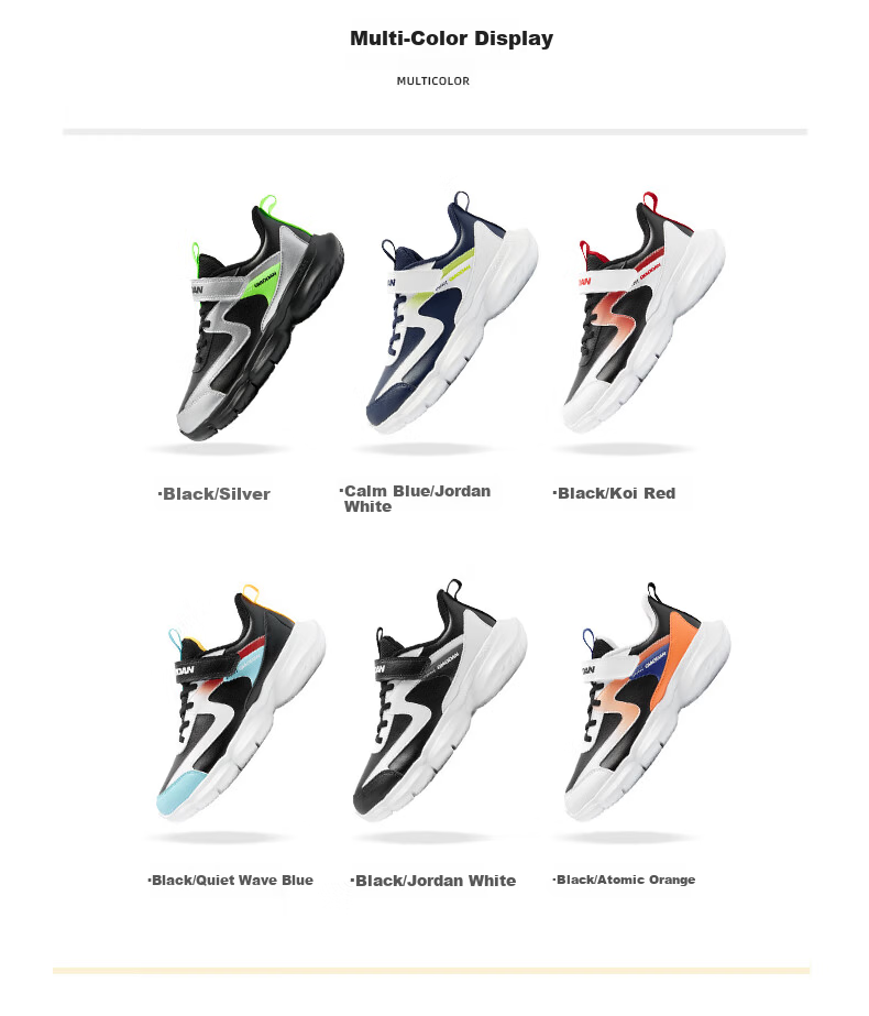 QIAODAN Boys Running Shoes Children's Leather Velcro Sports Shoes Autumn Winter Big Kids Black/Silver Size 40 12